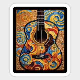 Acoustic Guitar - Van Gogh Style Sticker